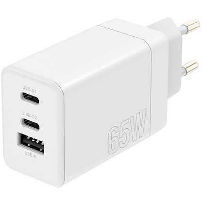 Cargador de red MaXlife MXTC-08-65ACC, 65W, 3A, 1 x USB-A - 2 x USB-C, Blanco 