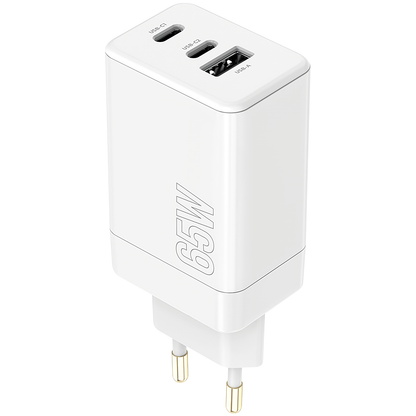 Cargador de red MaXlife MXTC-08-65ACC, 65W, 3A, 1 x USB-A - 2 x USB-C, Blanco 