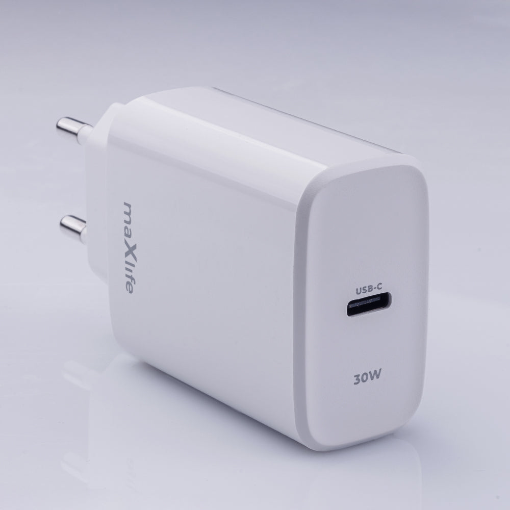 Cargador de red MaXlife MXTC-10-30C, 30 W, 3 A, 1 x USB-C, blanco 