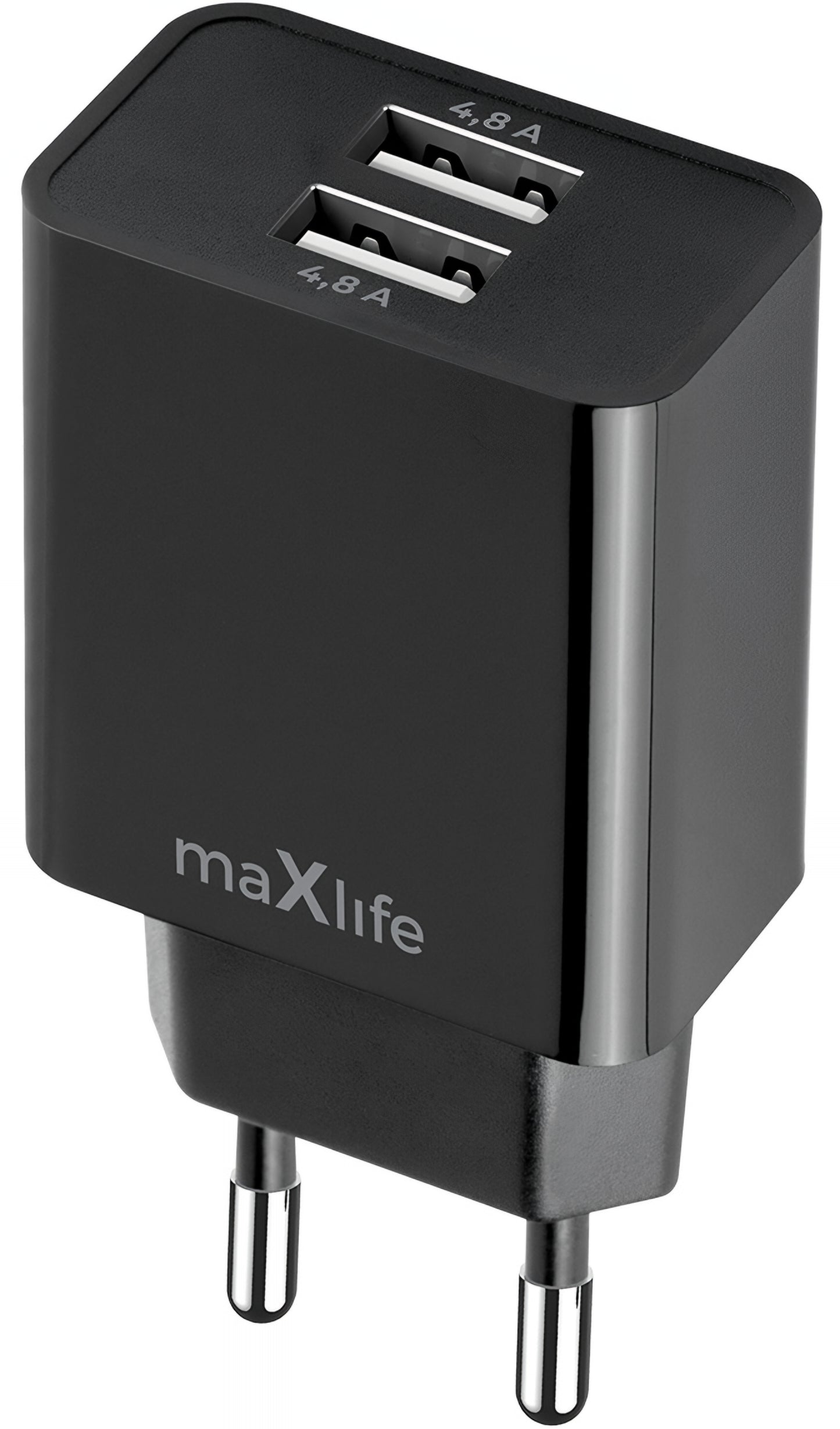 Cargador de Red MaXlife MXTC-12, 24W, 2.4A, 2 x USB-A, Negro