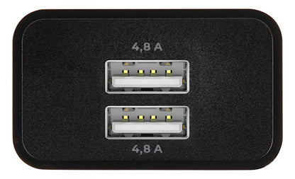Cargador de Red MaXlife MXTC-12, 24W, 2.4A, 2 x USB-A, Negro