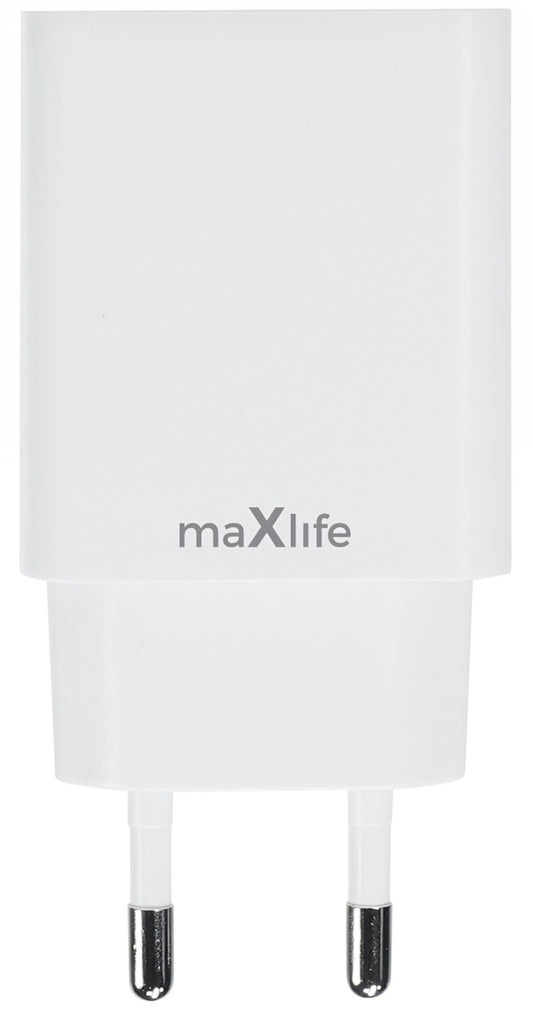 Cargador de Red MaXlife MXTC-13-20AC, 20W, 3A, 1 x USB-A - 1 x USB-C, Blanco
