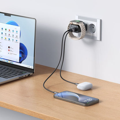 Cargador de Red McDodo CH-3700 Companion, 30W, 3A, 1 x USB-A - 1 x USB-C, Negro