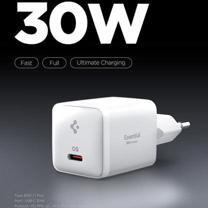 Cargador de Red Spigen EE301EU Essential, 30W, 3A, 1 x USB-C, Blanco KF2363556