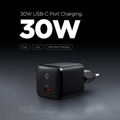 Cargador de red Spigen EE301EU Essential, 30W, 3A, 1 x USB-C, Negro ACH09493