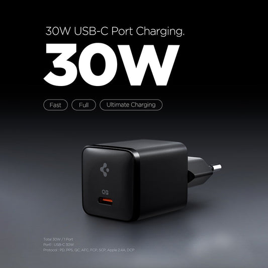 Cargador de red Spigen EE301EU Essential, 30W, 3A, 1 x USB-C, Negro ACH09493