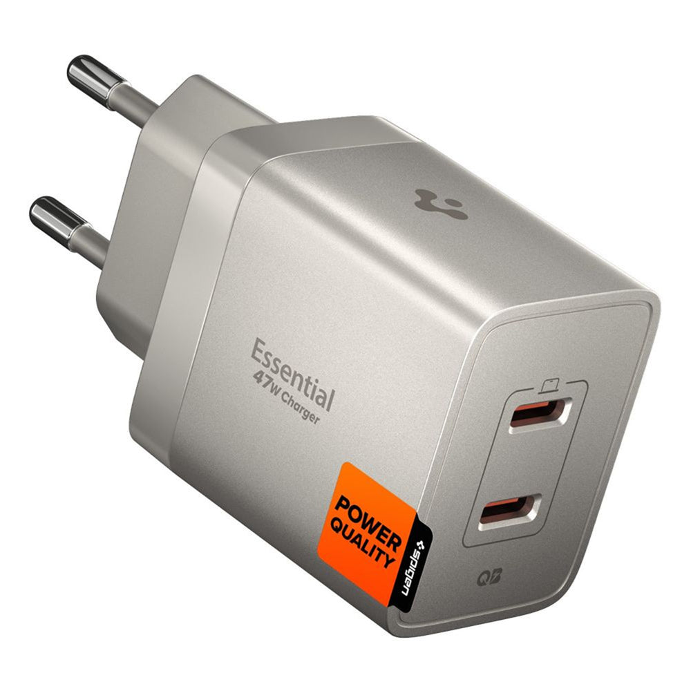 Cargador de red Spigen EE472EU Essential, 47W, 3A, 2 x USB-C, Gris Titan ACH10451