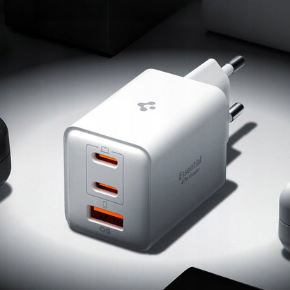 Cargador de Red Spigen EE473EU Essential, 47W, 3A, 1 x USB-A - 2 x USB-C, Blanco ACH09464