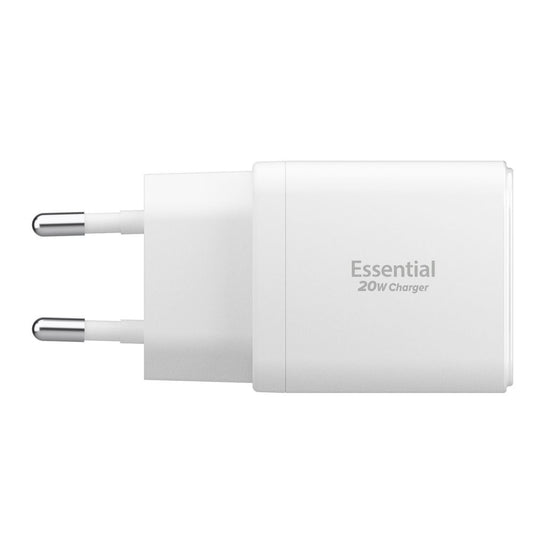 Cargador de Red Spigen Essential, 20W, 3A, 1 x USB-A - 1 x USB-C, Blanco ACH08704