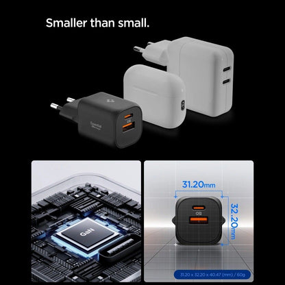 Cargador de Red Spigen Essential, 35W, 3A, 1 x USB-A - 1 x USB-C, Blanco