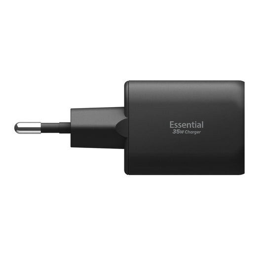 Cargador de Red Spigen Essential, 35W, 3A, 1 x USB-A - 1 x USB-C, Negro