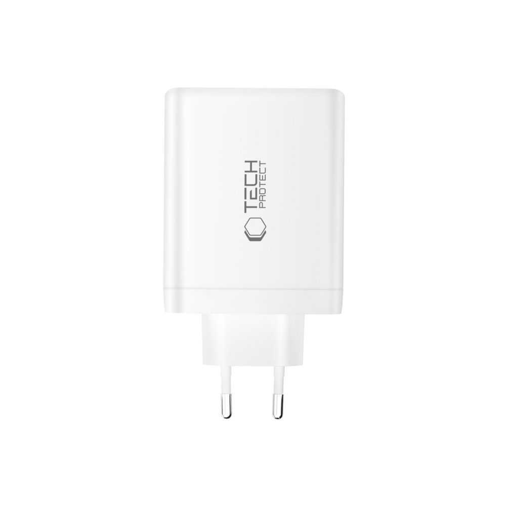Cargador de Red Tech-Protect NC140W-GAN, 140W, 5A, 1 x USB-A - 3 x USB-C, Blanco