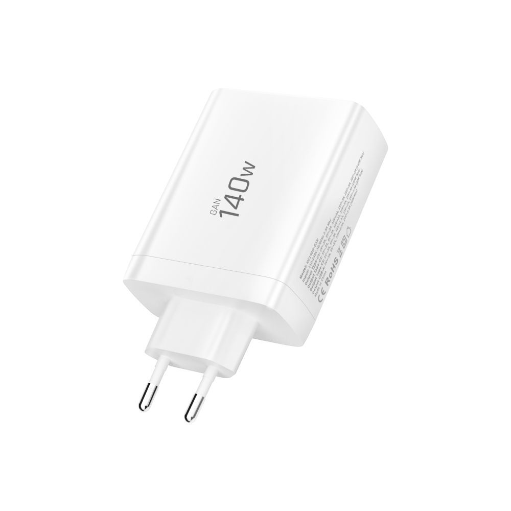 Cargador de Red Tech-Protect NC140W-GAN, 140W, 5A, 1 x USB-A - 3 x USB-C, Blanco