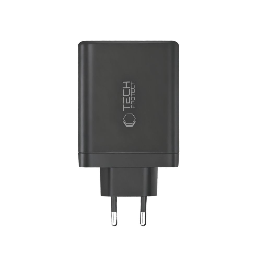 Cargador de Red Tech-Protect NC140W-GAN, 140W, 5A, 1 x USB-A - 3 x USB-C, Negro