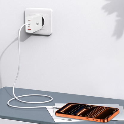 Cargador de Red Tech-Protect NC140W-GAN, 140W, 5A, 1 x USB-A - 3 x USB-C, Blanco