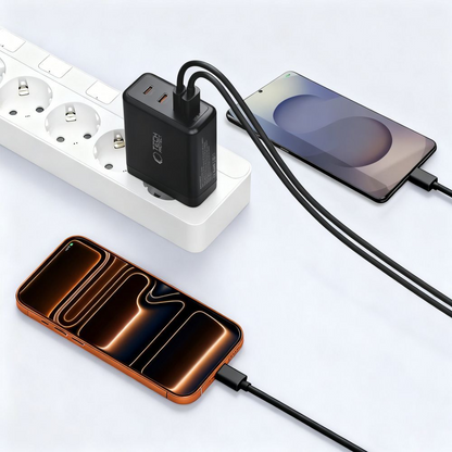 Cargador de Red Tech-Protect NC140W-GAN, 140W, 5A, 1 x USB-A - 3 x USB-C, Negro