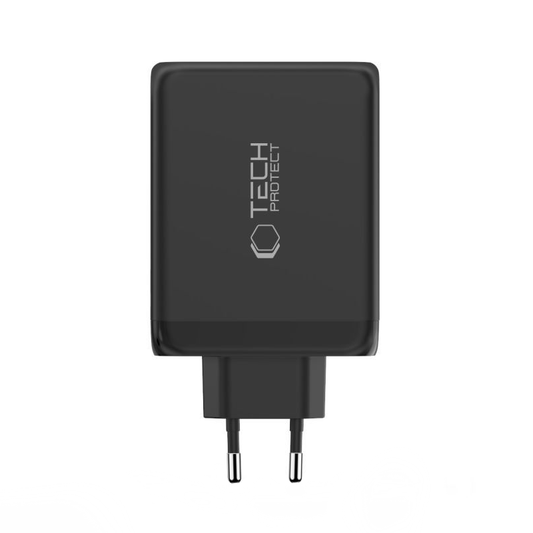 Cargador de Red Tech-Protect NC200W-GAN, 200W, 5A, 1 x USB-A - 3 x USB-C, Negro