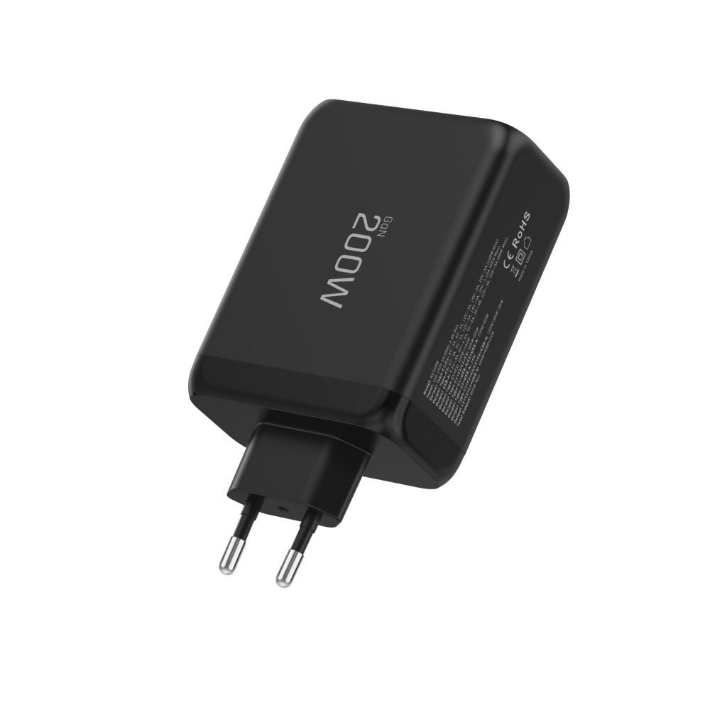 Cargador de Red Tech-Protect NC200W-GAN, 200W, 5A, 1 x USB-A - 3 x USB-C, Negro