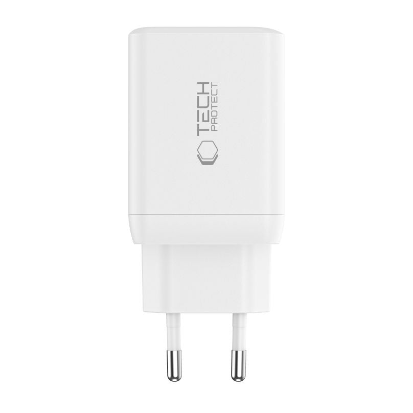 Cargador de red Tech-Protect NC45W, 45 W, 3 A, 2 x USB-C, blanco 