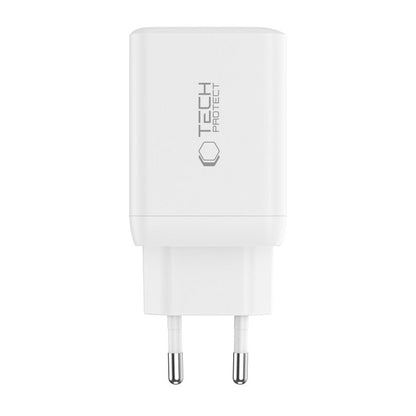 Cargador de red Tech-Protect NC45W, 45 W, 3 A, 2 x USB-C, blanco 