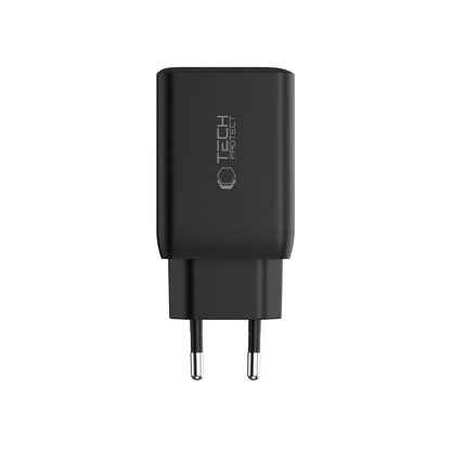 Cargador de red Tech-Protect NC45W, 45 W, 3 A, 2 x USB-C, negro 