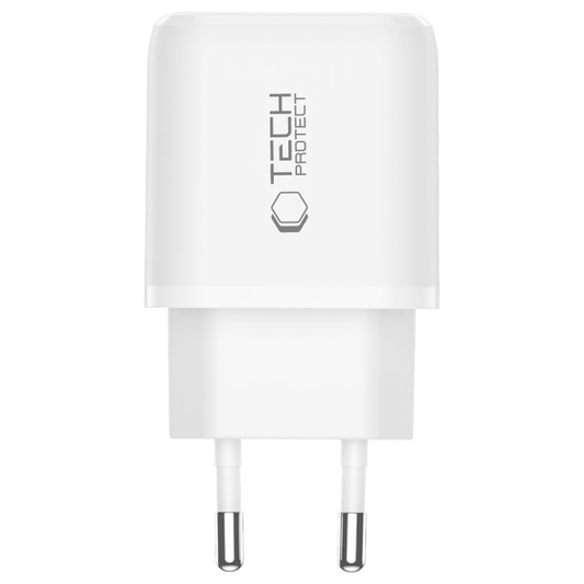 Cargador de Red Tech-Protect NCA45W, 45W, 3A, 1 x USB-A - 1 x USB-C, Blanco
