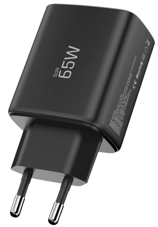Cargador de Red Tech-Protect NCA65W, 65W, 3A, 1 x USB-A - 2 x USB-C, Negro