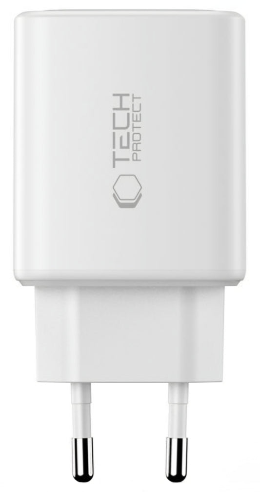 Cargador de Red Tech-Protect NCA65W, 65W, 3A, 1 x USB-A - 2 x USB-C, Blanco