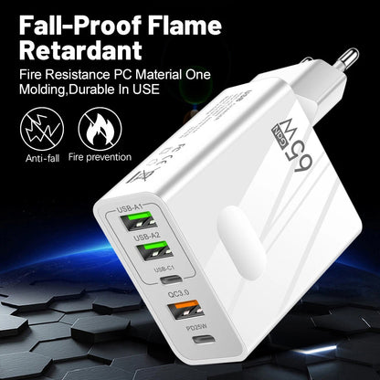 Cargador de Red Techsuit CHC1 PentaXPower, 25W, 3A, 3 x USB-A - 2 x USB-C, Blanco