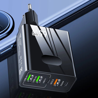 Cargador de Red Techsuit CHC1 PentaXPower, 25W, 3A, 3 x USB-A - 2 x USB-C, Negro