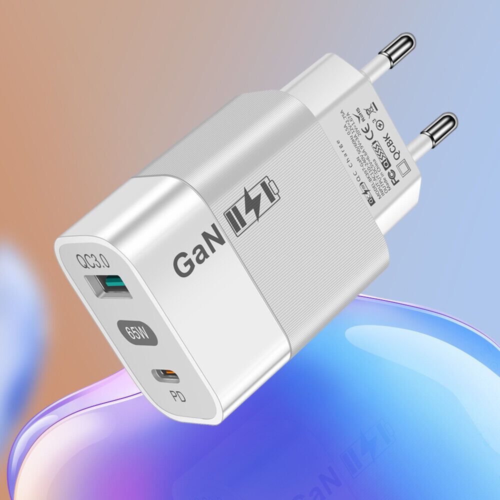 Cargador de Red Techsuit CHPD131, 65W, 3.25A, 1 x USB-A - 1 x USB-C, Blanco