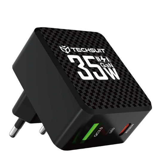 Cargador de Red Techsuit CHPD173 Tiny, 35W, 3A, 1 x USB-A - 1 x USB-C, Negro