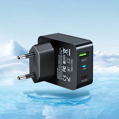 Cargador de Red Techsuit CHPD173 Tiny, 35W, 3A, 1 x USB-A - 1 x USB-C, Blanco