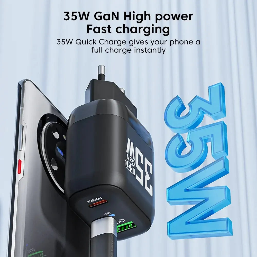 Cargador de Red Techsuit CHPD174, 35W, 3A, 1 x USB-A - 1 x USB-C, Blanco