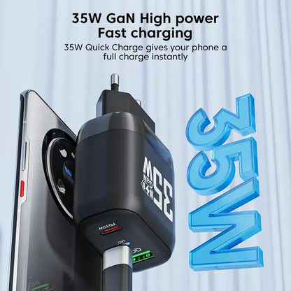 Cargador de Red Techsuit CHPD174, 35W, 3A, 1 x USB-A - 1 x USB-C, Blanco