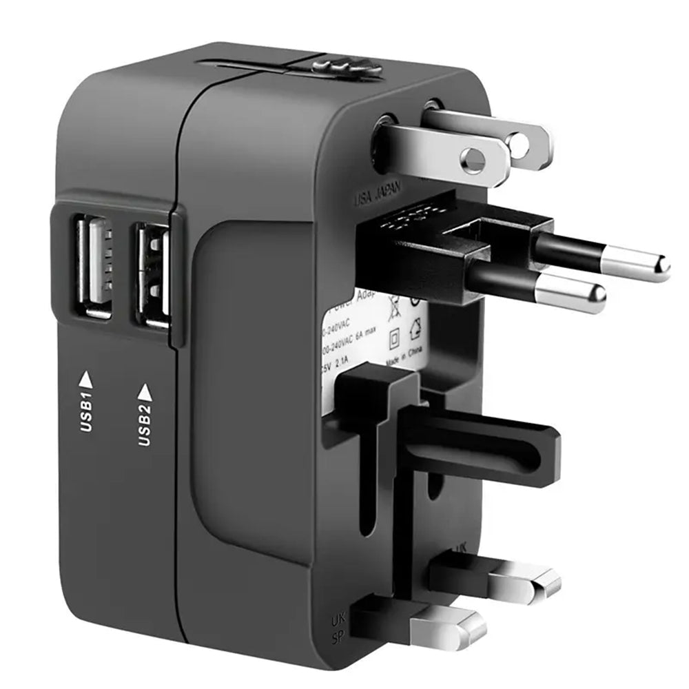Cargador de Red Techsuit HHT202 Travel, 10W, 2A, 2 x USB-A, Negro