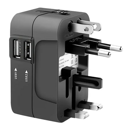 Cargador de Red Techsuit HHT202 Travel, 10W, 2A, 2 x USB-A, Negro