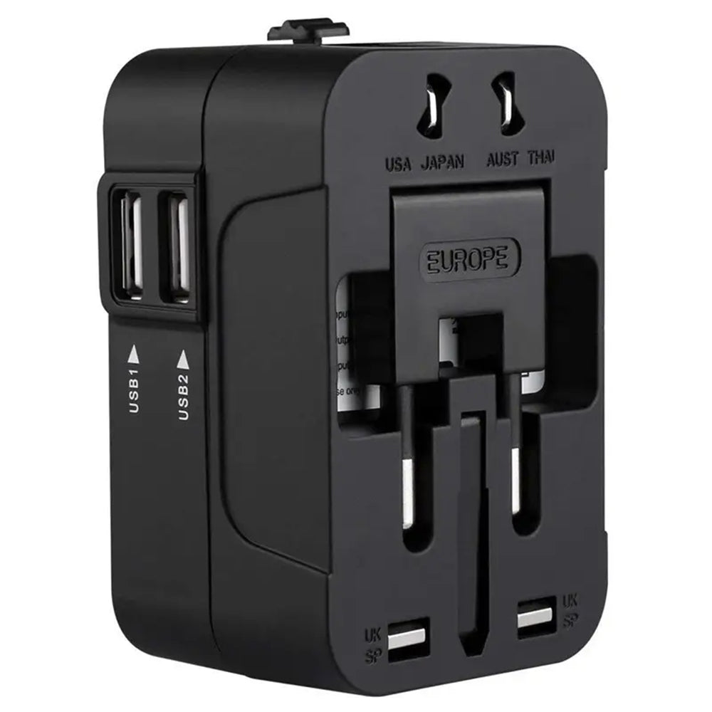 Cargador de Red Techsuit HHT202 Travel, 10W, 2A, 2 x USB-A, Negro