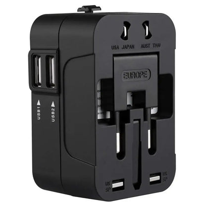 Cargador de Red Techsuit HHT202 Travel, 10W, 2A, 2 x USB-A, Negro