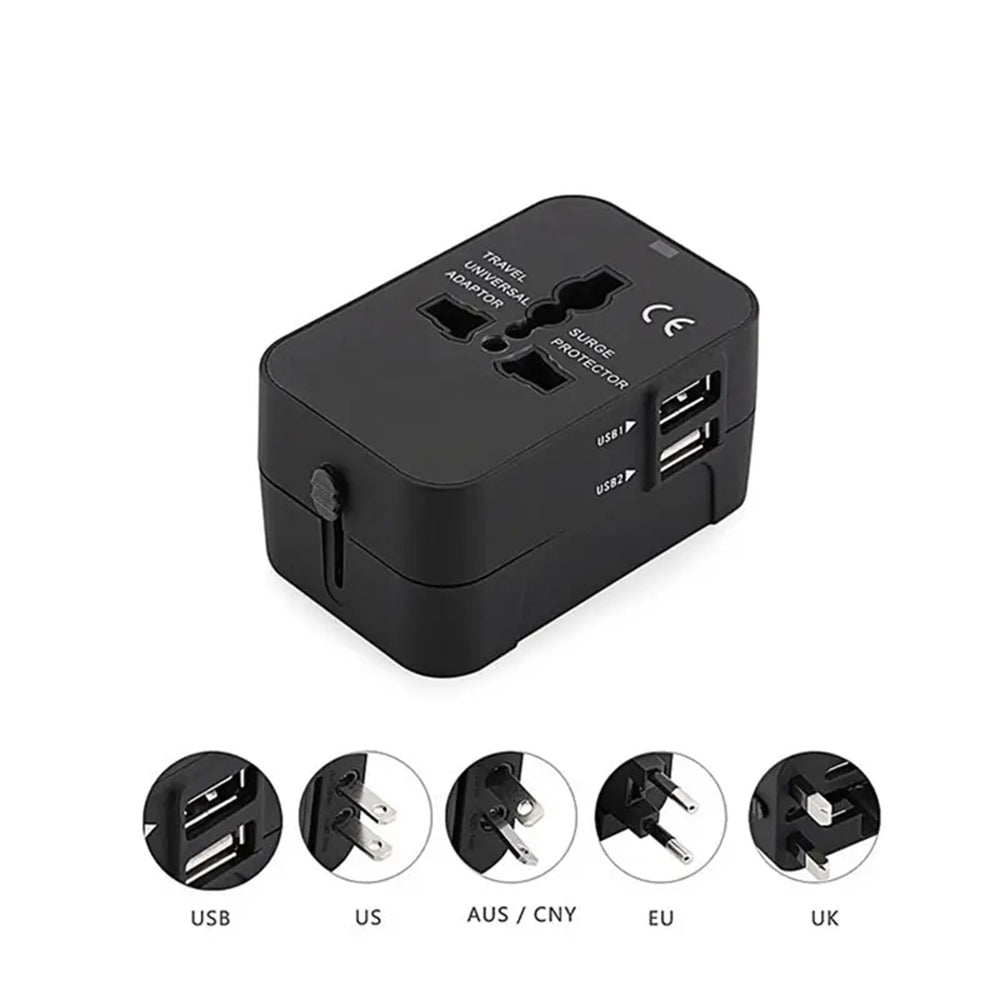 Cargador de Red Techsuit HHT202 Travel, 10W, 2A, 2 x USB-A, Negro