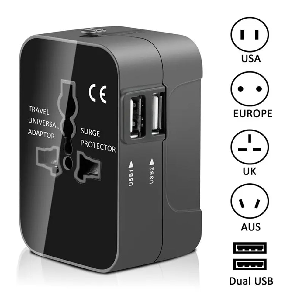 Cargador de Red Techsuit HHT202 Travel, 10W, 2A, 2 x USB-A, Negro