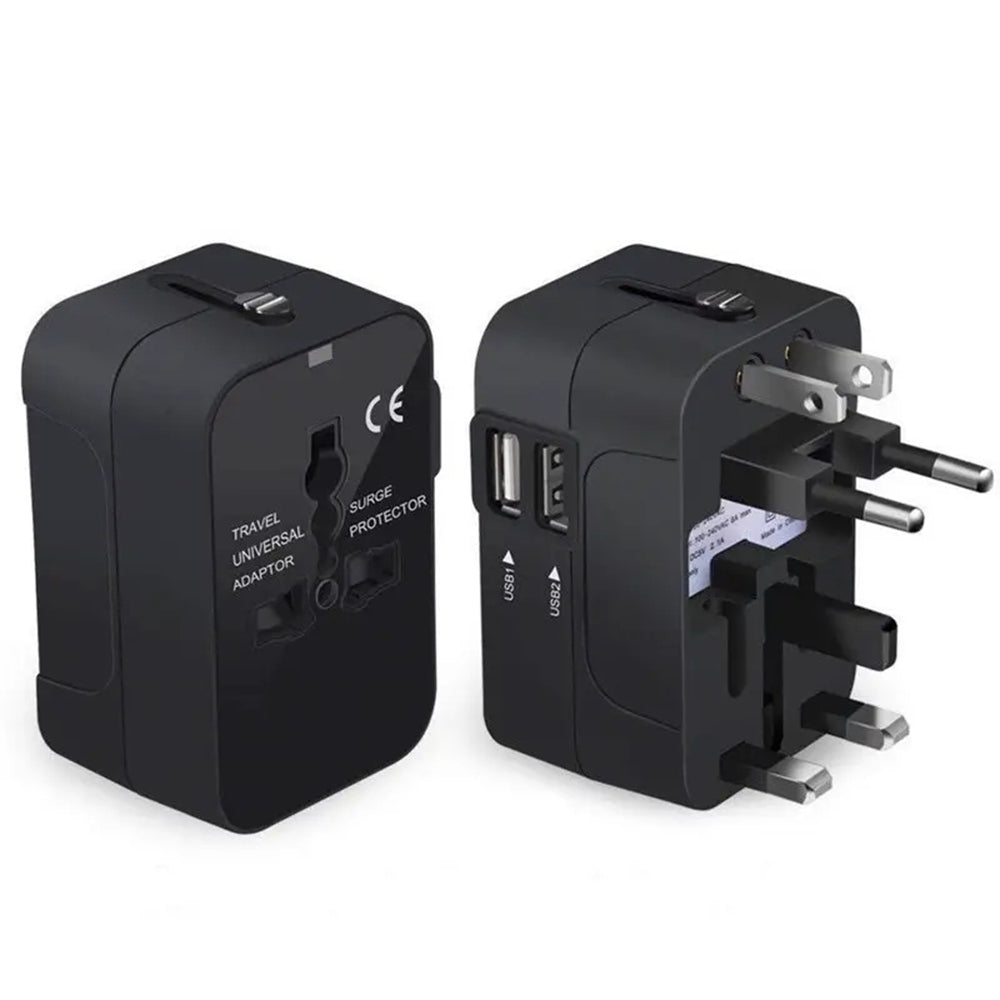 Cargador de Red Techsuit HHT202 Travel, 10W, 2A, 2 x USB-A, Negro