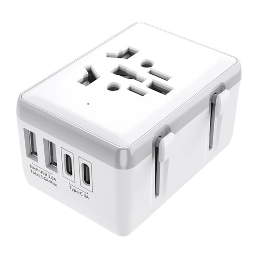 Cargador de Red Techsuit HHt204A Travel, 15W, 3A, 2 x USB-A - 2 x USB-C, Blanco