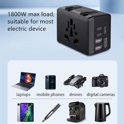 Cargador de Red Techsuit HHt204A Travel, 15W, 3A, 2 x USB-A - 2 x USB-C, Negro