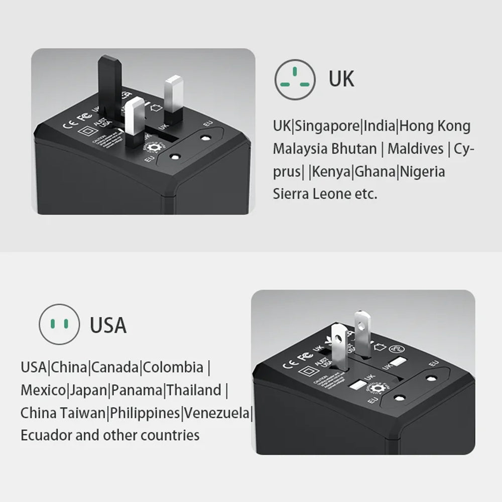 Cargador de Red Techsuit HHt204A Travel, 15W, 3A, 2 x USB-A - 2 x USB-C, Negro