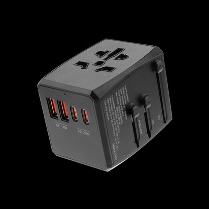 Cargador de Red Techsuit HHT904-B2 Travel, 20W, 3A, 2 x USB-A - 2 x USB-C, Negro