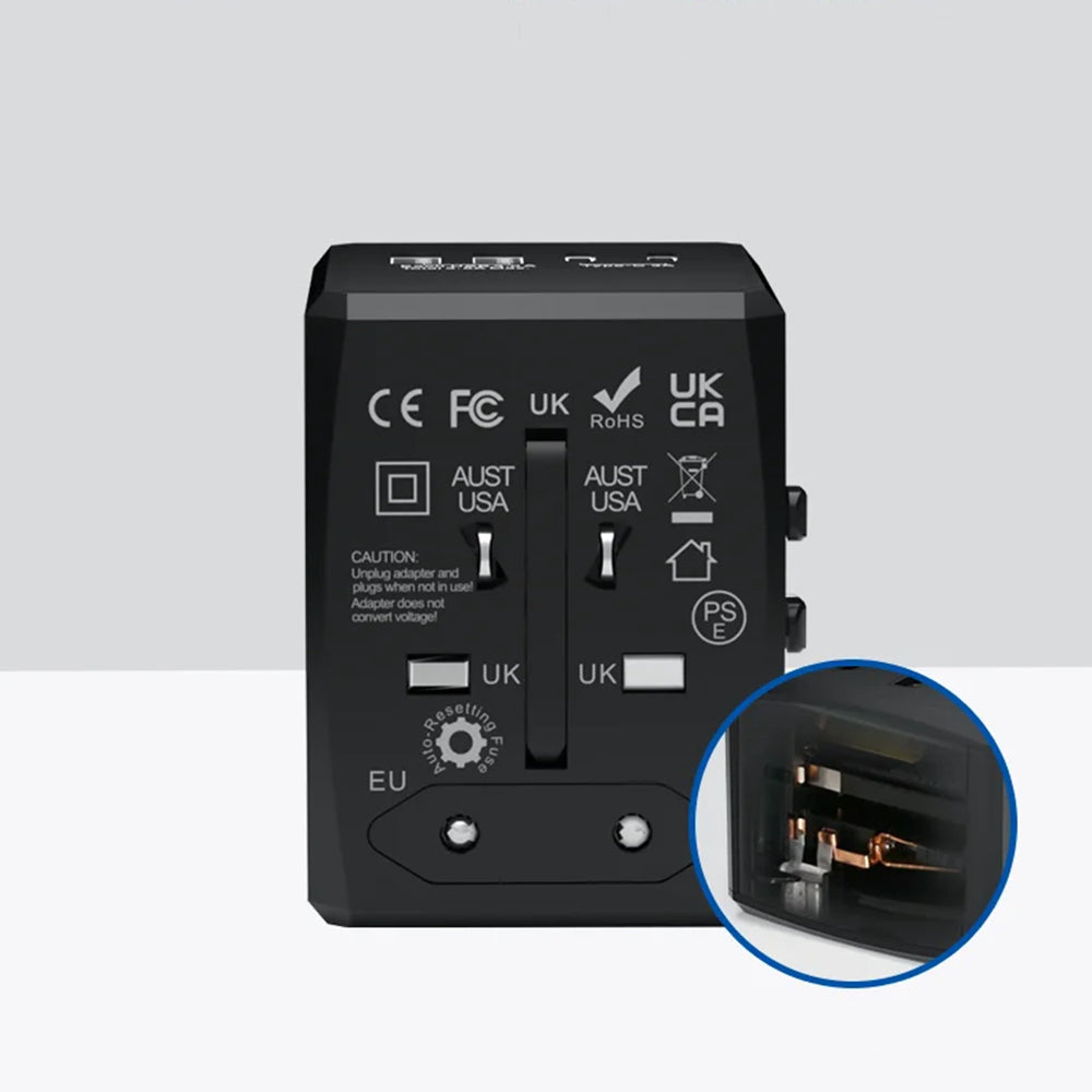 Cargador de Red Techsuit HHT904-B2 Travel, 20W, 3A, 2 x USB-A - 2 x USB-C, Negro