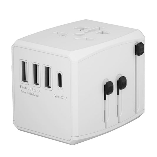 Cargador de Red Techsuit HHT904-B3 Travel, 30W, 3A, 3 x USB-A - 1 x USB-C, Blanco