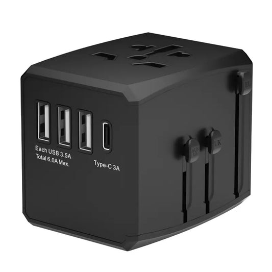 Cargador de Red Techsuit HHT904-B3 Travel, 30W, 3A, 3 x USB-A - 1 x USB-C, Negro