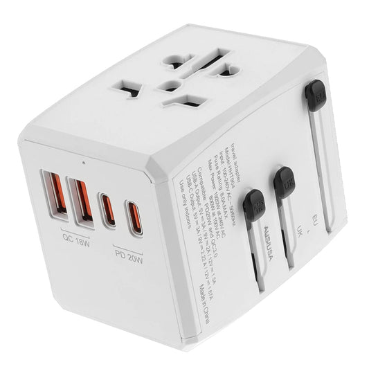 Cargador de Red Techsuit HHT904-W2 Travel, 20W, 3A, 2 x USB-A - 2 x USB-C, Blanco